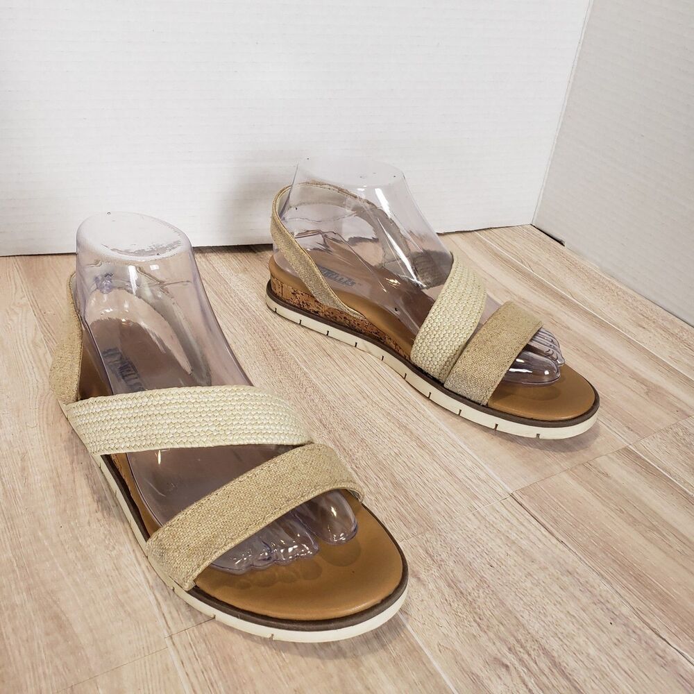Seychelles Tan Woven Crisscross Slide Sandals Sz.7.5 Comfort Casual Summer Shoes